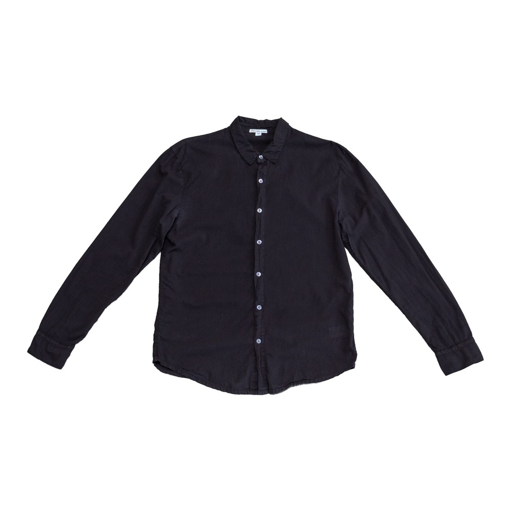 James Perse Los Angeles Mens Black Cotton Long Sleeve Button Up Shirt MLC3408 1
